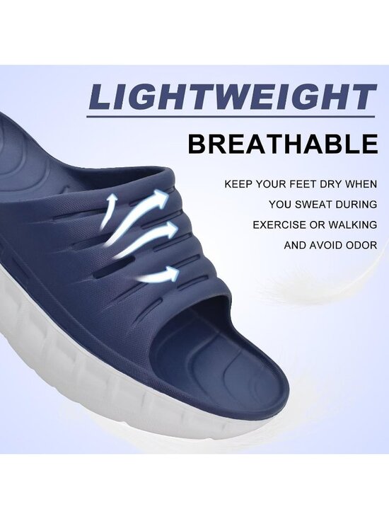 Men\'s Blue White Recovery Orthotic Arch Support Open Toe Slides Slipper Shoes main image 5